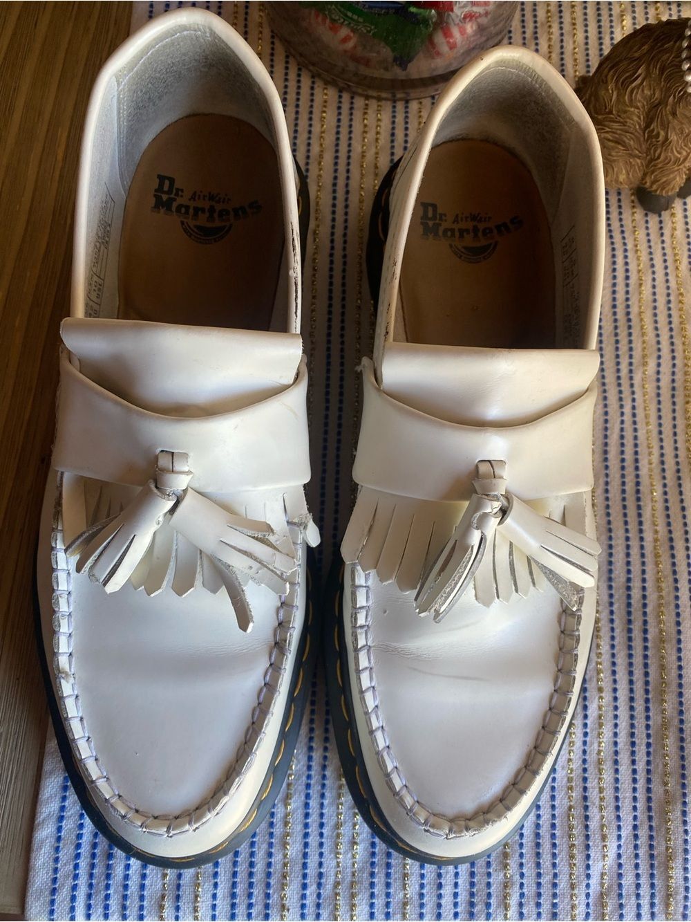 Dr. Martens White Tassel Loafer Leather Slip On Comfort Flats Round Toe Size 9